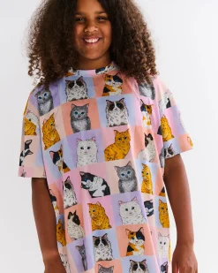 Teen Sleepwear*Kip&Co Kitty Cat Teen Organic Cotton Oversize T-shirt Nightie