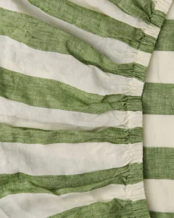 Fitted Sheets*Kip&Co Linen Fitted Sheet Moss Stripe