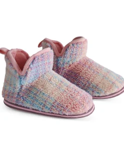 Slippers*Kip&Co Sherpa Adult Ankle Boot Pastel Dreams Tartan