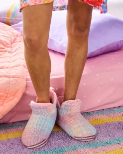 Slippers*Kip&Co Sherpa Adult Ankle Boot Pastel Dreams Tartan
