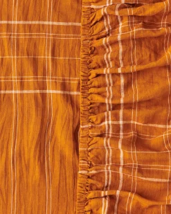 Fitted Sheets*Kip&Co Linen Fitted Sheet Santa Monica Pecan Tartan