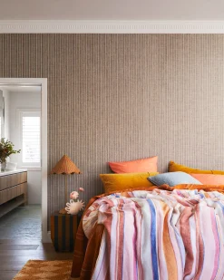 Fitted Sheets*Kip&Co Linen Fitted Sheet Santa Monica Pecan Tartan