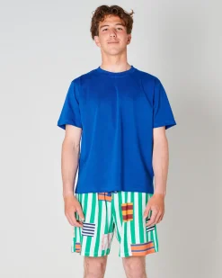 Mens Sleepwear*Kip&Co Stripe On Stripe Men's Organic Cotton Shorts & Tee Pyjama Set